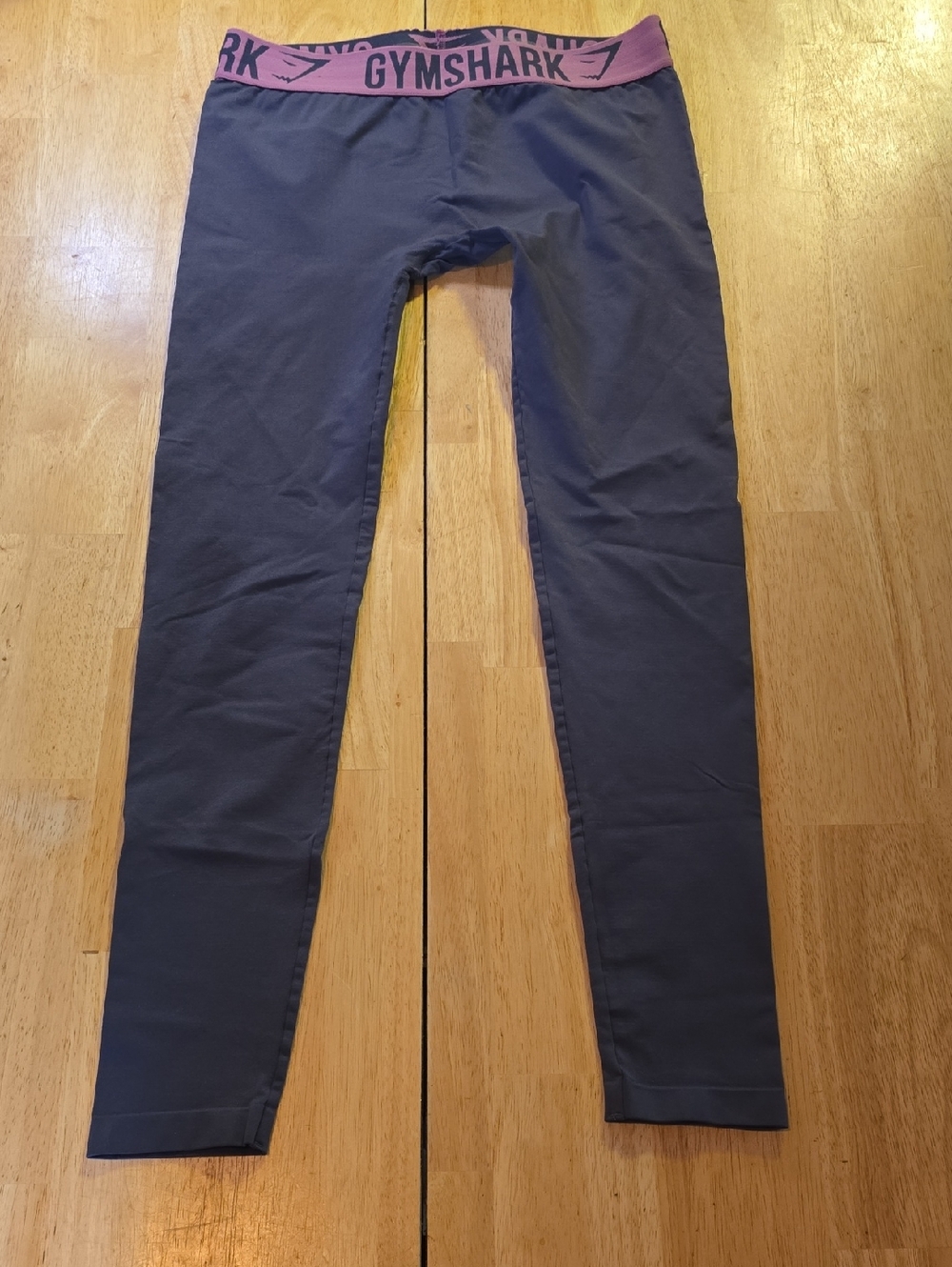Gymshark Charcoal Leggings with Pink Logo Waistband